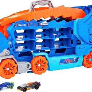HOT WHEELS T-REX MEGA TRANSPORTER TORY WYŚCIGOWE